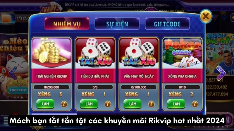 Mách bạn tất tần tật các khuyến mãi Rikvip hot nhất 2024