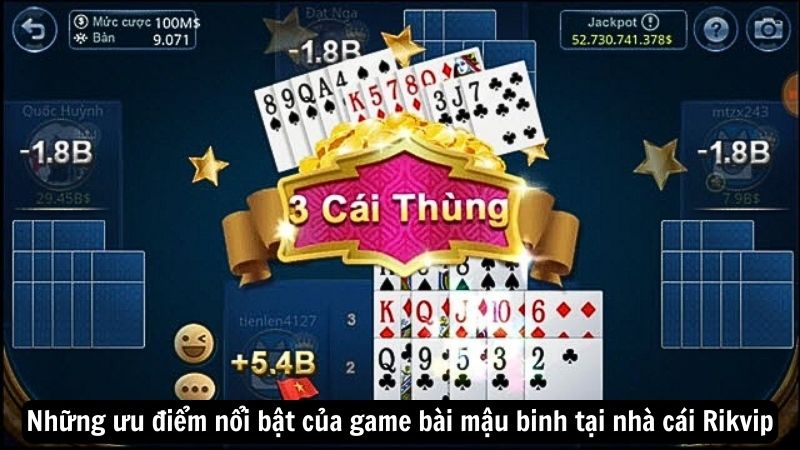 Những ưu điểm nổi bật của game bài mậu binh tại nhà cái Rikvip